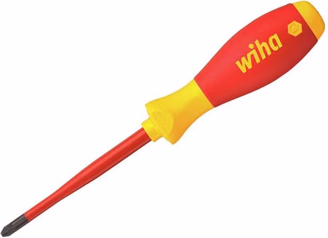 Wiha SoftFinish electric slimFix PlusMinus Screwdriver SL/PZ2 x 100mm in Black and Red