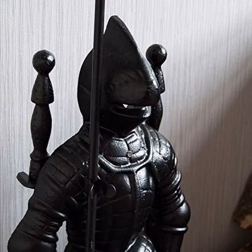 Fire Vida Knight Soldier 4 Piece Metal Fireplace Companion Set in Black – 3