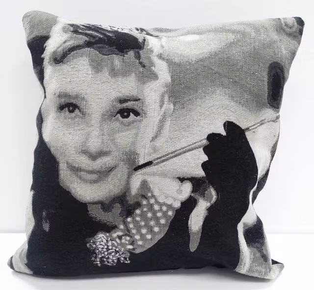 Rapport Home Audrey Hepburn Graphic Polyester Cushion Cover, Multicolour and Grey, W/D/H: 43 x 43 x 1 cm