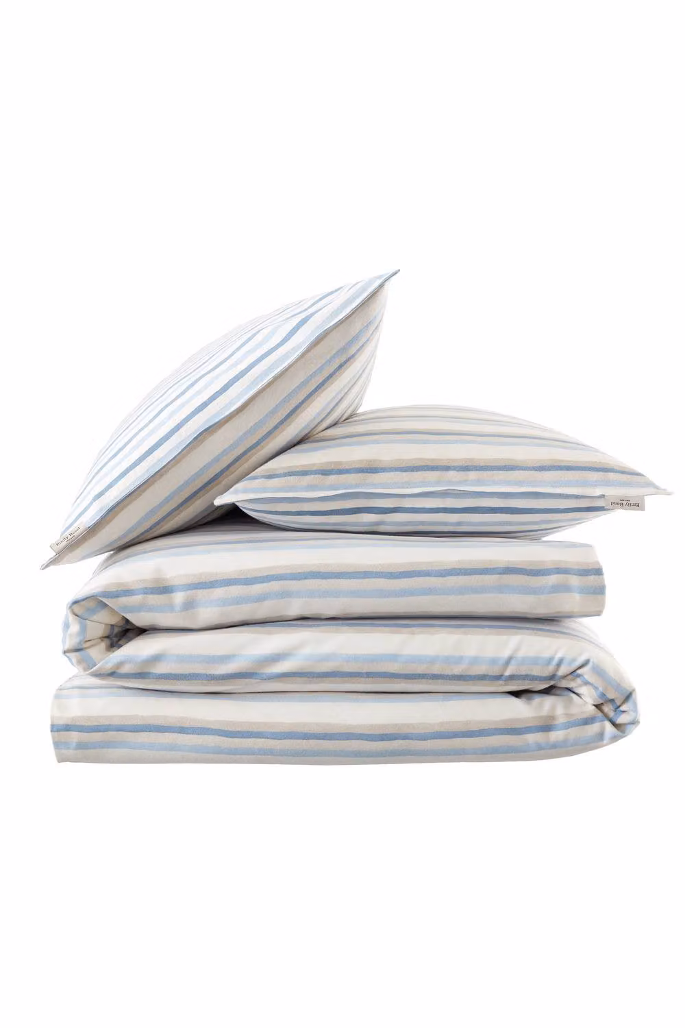 Emily Bond Brushed Somerset Stripe Blue Reversible Cotton Duvet Cover Set, W: 140 cm x L: 200 cm – 3