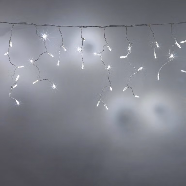 Core Connect White Connectable LED Icicle Lights with Timer and Clear Cable