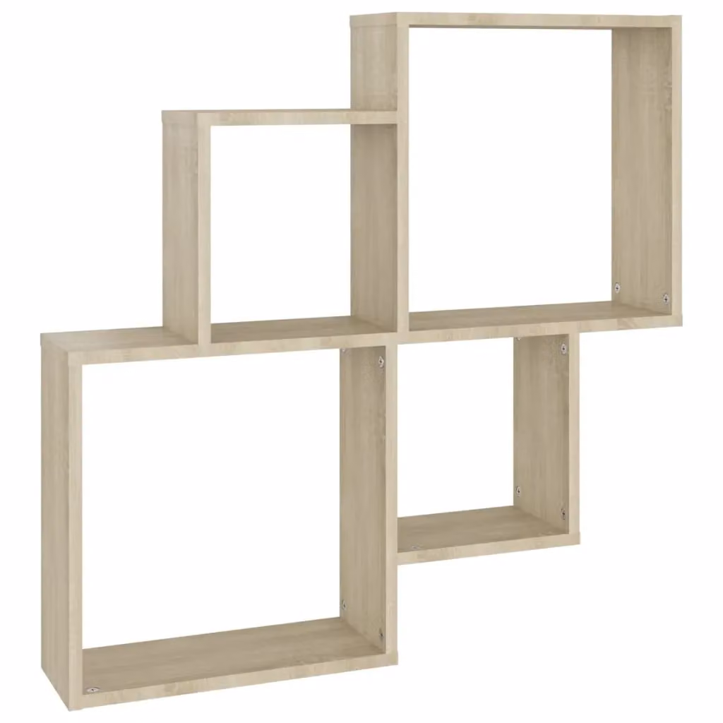 Berkfield Home Wall Mounted Cube Shelf in Sonoma Oak, Brown, W: 80 cm, D: 15 cm, H: 78.5 cm – 2