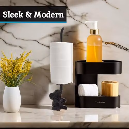 Orsina Black Elephant Freestanding Metal Toilet Roll Holder – 5
