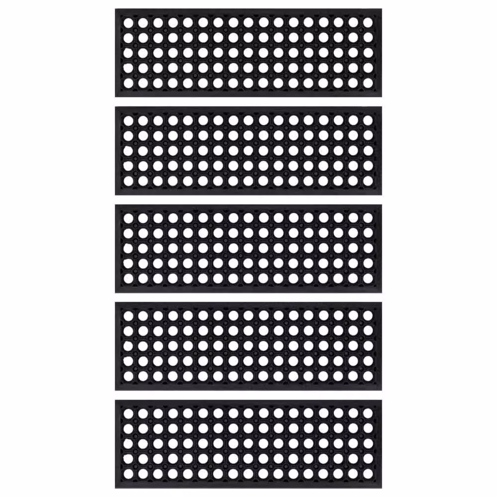 Berkfield Home Non-Slip Rubber Stair Treads, Black, 5 Pieces, W: 75 cm, D: 25 cm – 3