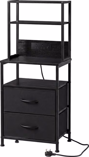 Levede Black Bedside Table with Integrated LED Lighting and 2 Drawers