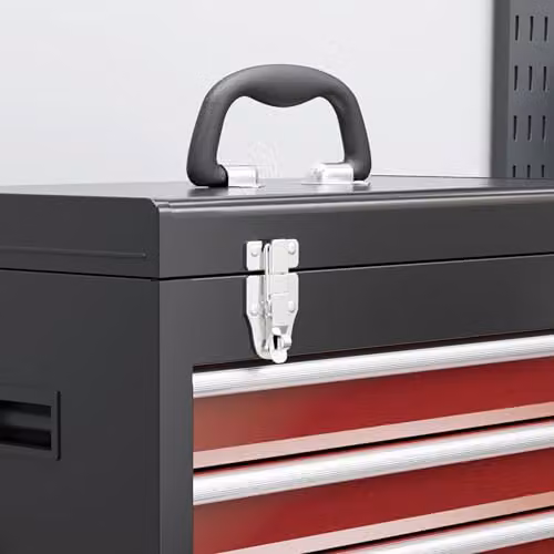 HOMCOM Rolling Tool Cabinet with 5 Lockable Drawers in Red Steel, W/D/H: 60.0 x 28.0 x 105.0 cm – 10