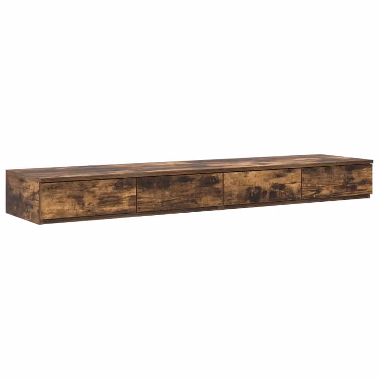Berkfield Home Smoked Oak Solid Wood Bedside Table in Brown, W/D/H: 140 x 36.5 x 16.5 cm