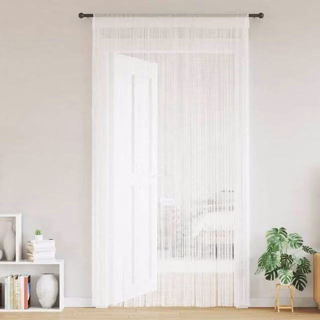 Berkfield Home White String Curtains, 2 Pack, W: 140 cm, H: 250 cm