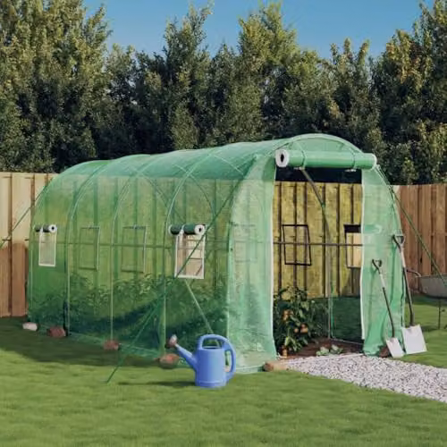 vidaXL Greenhouse with Green Steel Frame, 8 m², W: 4 m, D: 2 m, H: 2 m – 2