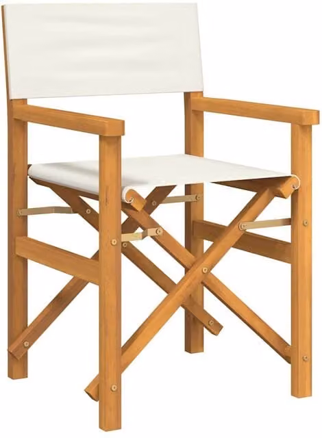 Berkfield Home Folding Director's Chair in Cream Teak Wood