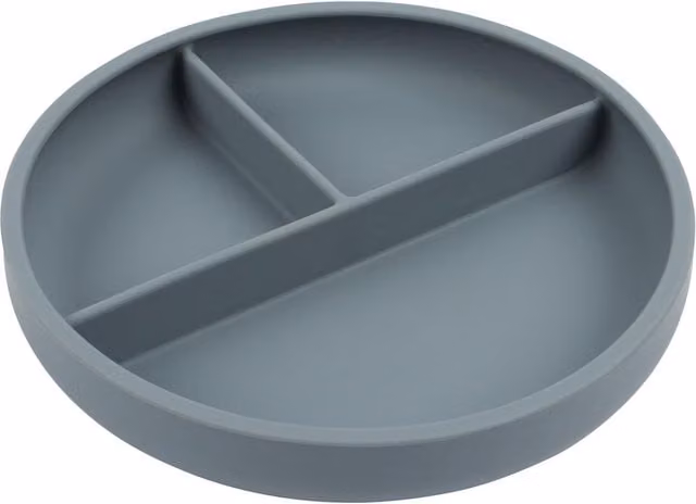 Tiny Dining Grey Silicone Divided Non-Slip Suction Plate for Toddler Weaning