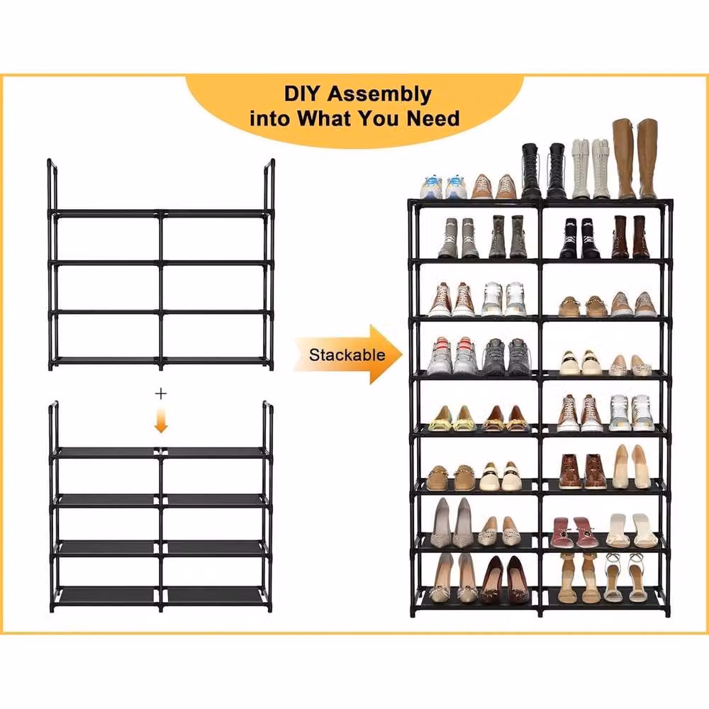 FORGEVIO Metal Shoe Rack Storage Cabinet in Black, W/D/H: 88.5 x 30 x 73 cm – 4
