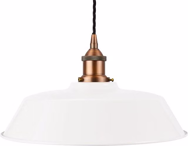 SE Home Chancery White Suspended Pendant Light with Matt Antique Copper and Black Twisted Details