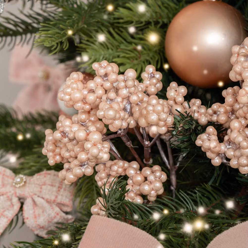 Melody Maison Set of 2 Pink Mulberry Pick Christmas Decorations, Height: 23 cm – 2