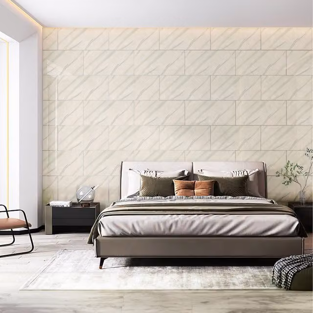 Livingandhome 10 Piece Marble Peel and Stick Wall Stickers in White