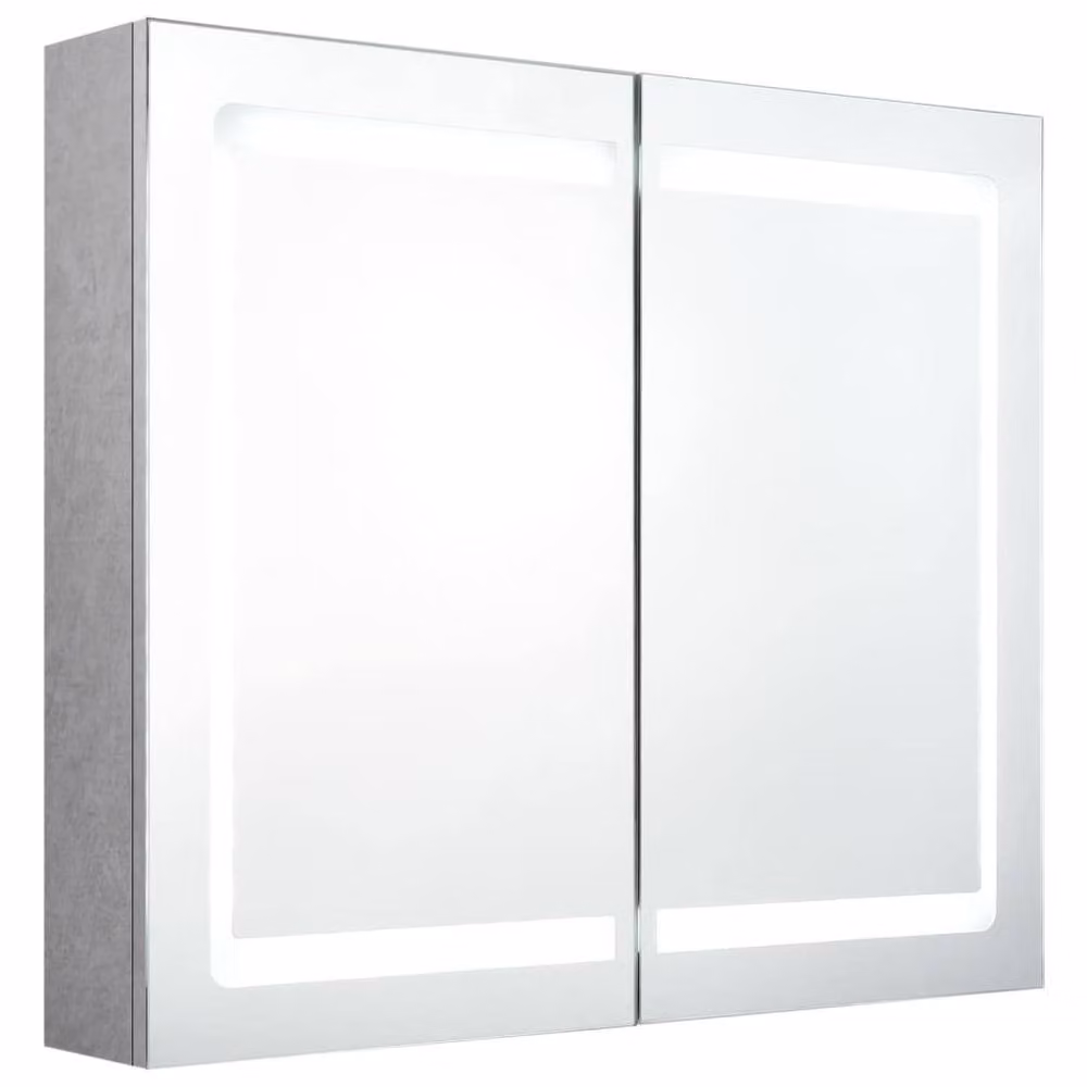 Berkfield Home LED Bathroom Mirror Cabinet in Concrete Grey, W/D/H: 80 x 12 x 68 cm – 2