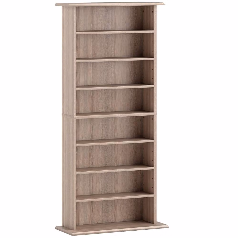 Wyld Haus Paleni Media Storage Unit in Natural Wood Finish with 8 Compartments and Adjustable Shelves – 2