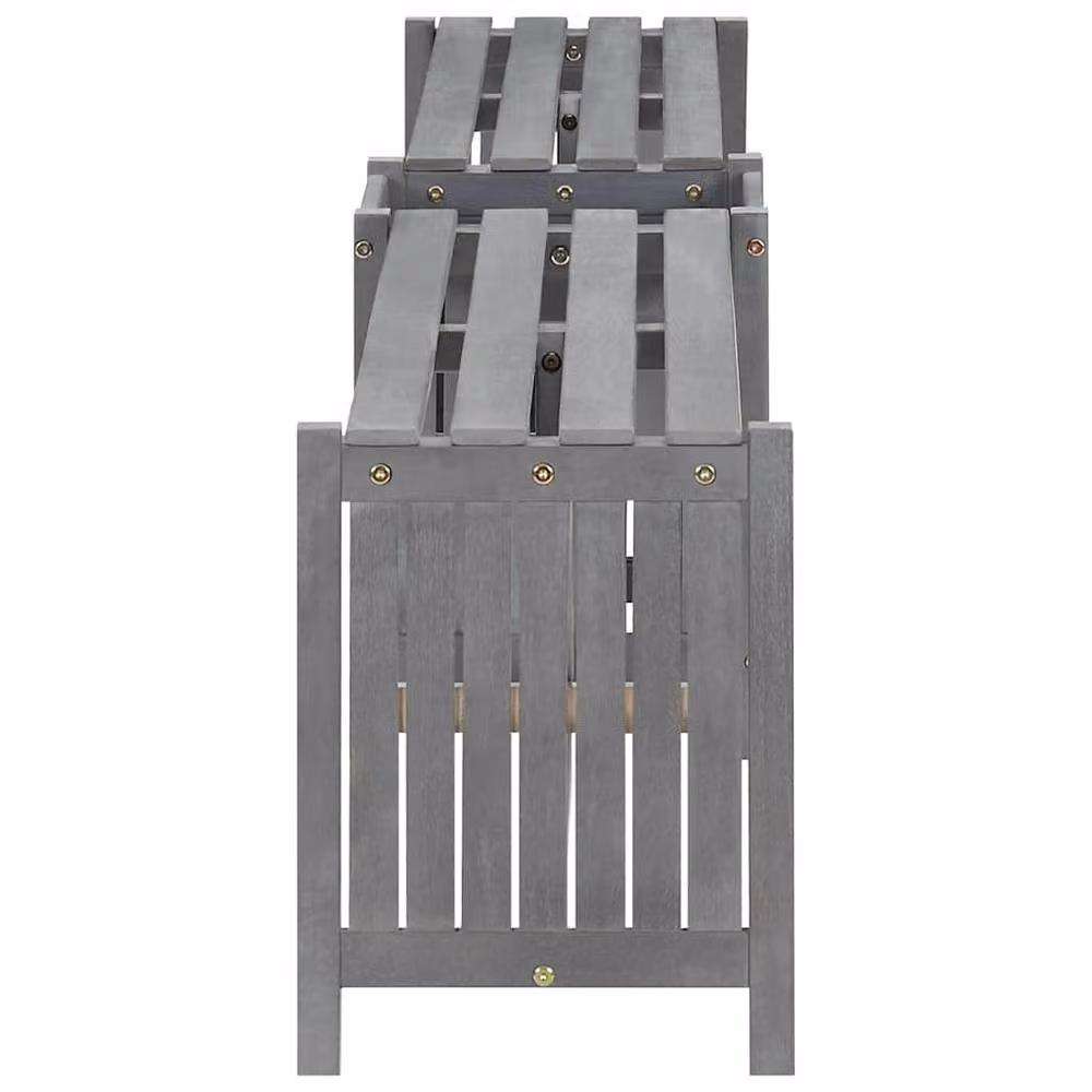 Berkfield Home Practical Garden Corner Bench with Planter in Grey Solid Acacia Wood, 117 cm – 3