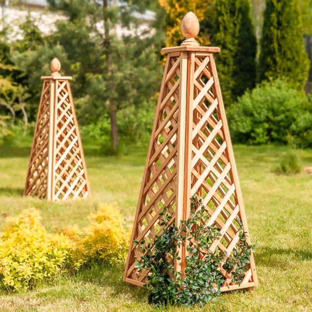 Primrose Wooden Garden Obelisk Support for Climbing Plants, Brown, W: 64 cm, H: 180 cm – 2