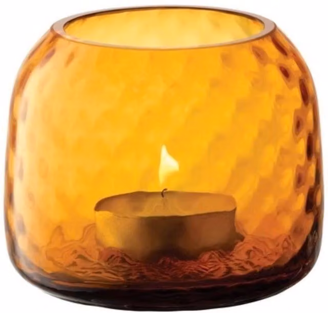 LSA Dapple Glass Tealight Holder Vase in Orange