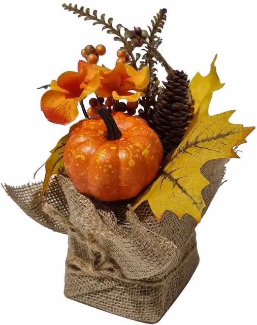 Homescapes Autumn and Halloween Hanging Floral Decoration in Orange, Green and Yellow