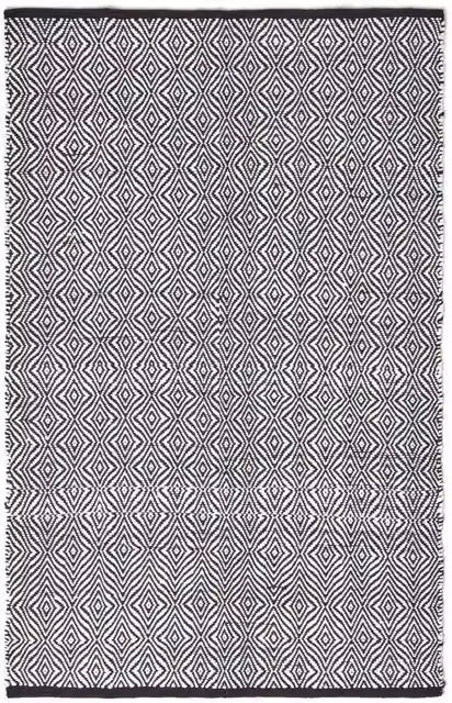 Homescapes Trance Diamond Pattern Woven Recycled Fibre Rug in Black and White, Diameter: 230 cm