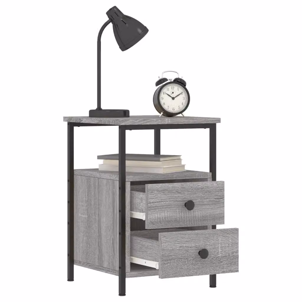 Berkfield Home Set of 2 Grey Sonoma Bedside Cabinets in Engineered Wood, W/D/H: 34 x 35.5 x 50 cm – 2