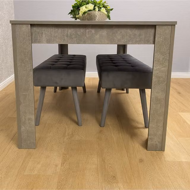 Kosy Koala Modern Grey Stone Effect Dining Set with Benches
