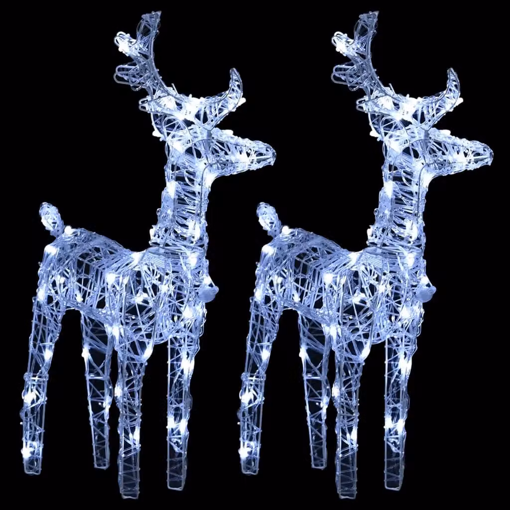 Berkfield Home Christmas Reindeer LED Decorations, 2 Piece Set, Cool White, 80 LEDs, Acrylic – 2