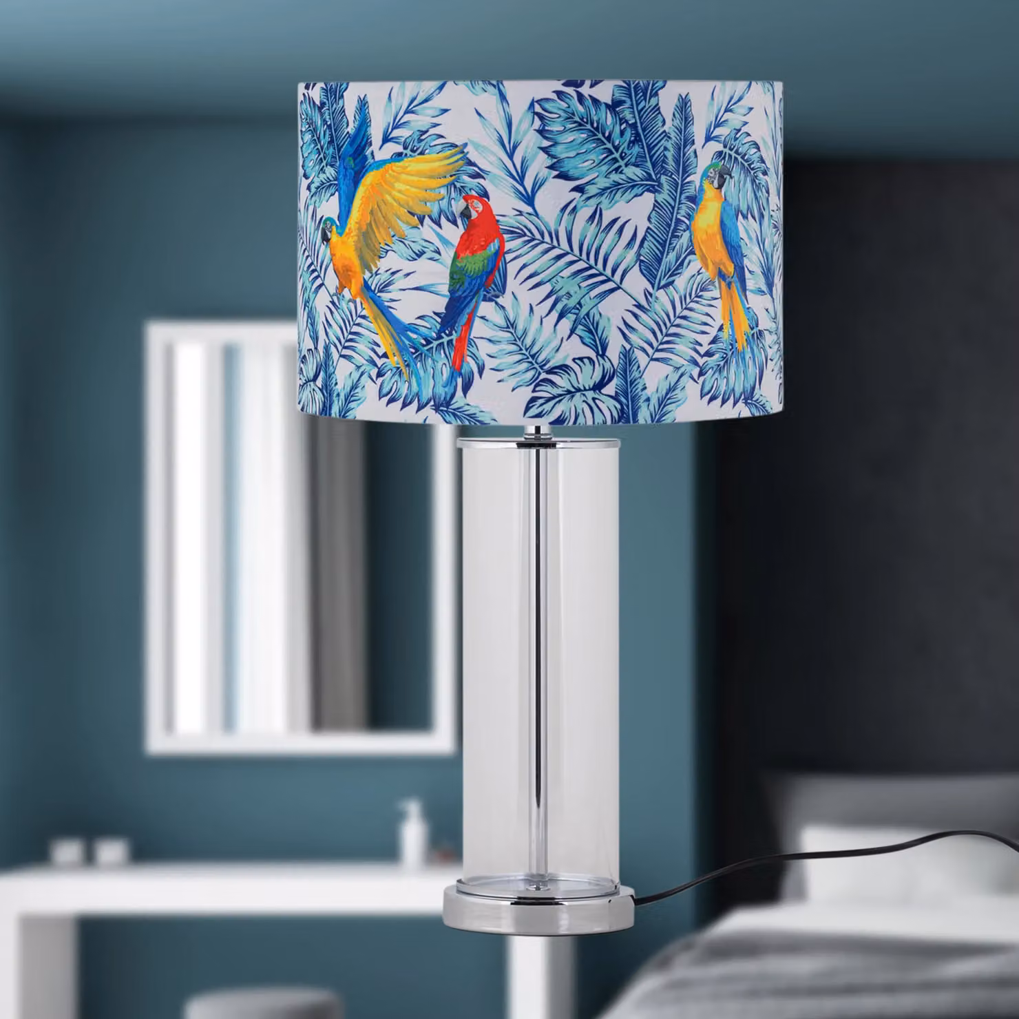 First Choice Lighting Aura Set of 2 Chrome Table Lamps with Silver Fabric Shades – 3