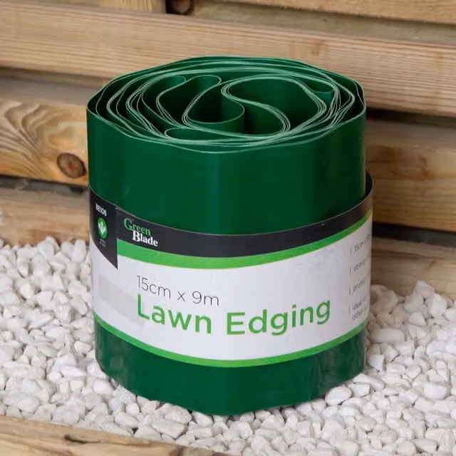Samuel Alexander Green Plastic Corrugated Lawn Garden Edging Border, 15cm x 9m