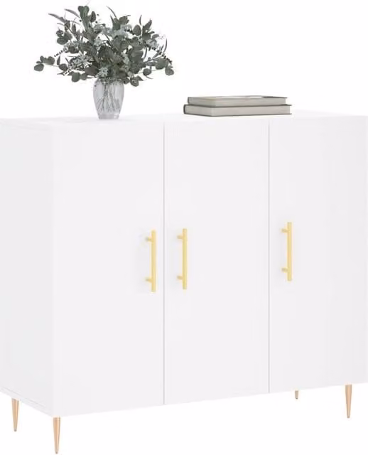 Berkfield Home White Sideboard in Engineered Wood, W/D/H: 90 x 34 x 80 cm – 1
