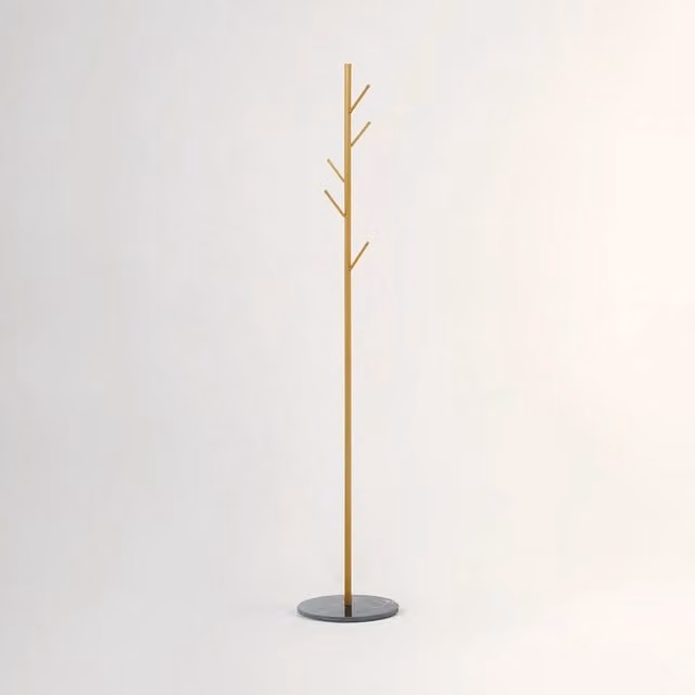 Interiors by Premier Avento Minimalist Metal Coat Stand in Gold and Black