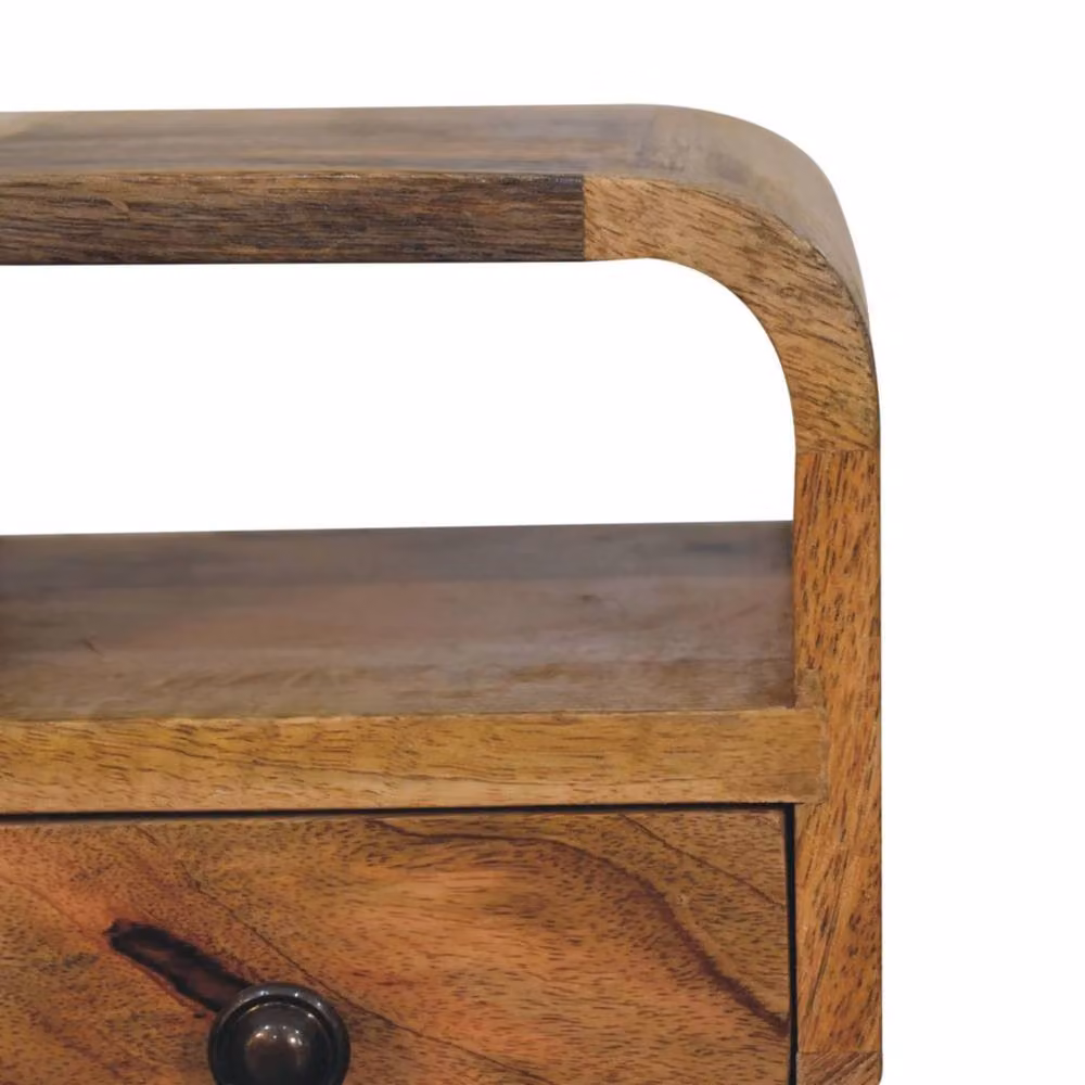 Wyld Haus Cagliari Small Mango Wood Bedside Table in Brown with Drawer and Shelf, W/D/H: 40 x 20 x 40 cm – 3