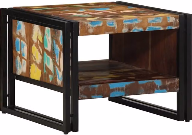 Berkfield Home Multicolour Reclaimed Solid Wood Coffee Table W/D/H: 50 x 50 x 38 cm – 1