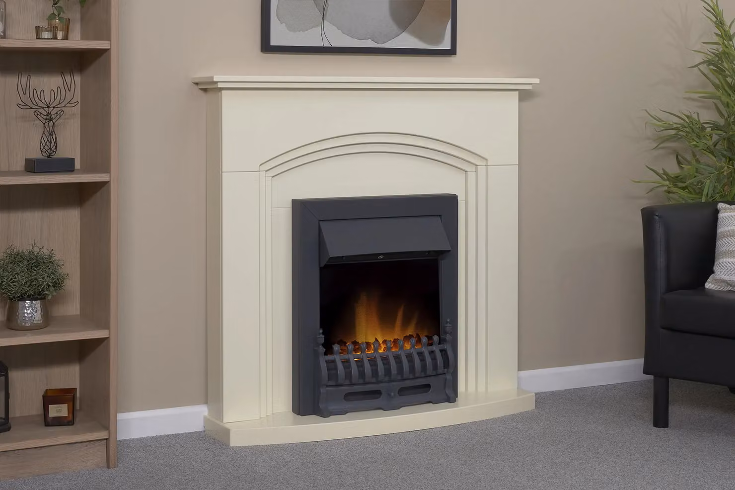 Adam Fires & Fireplaces Truro Fireplace in Cream with Blenheim Electric Fire in Black – 2