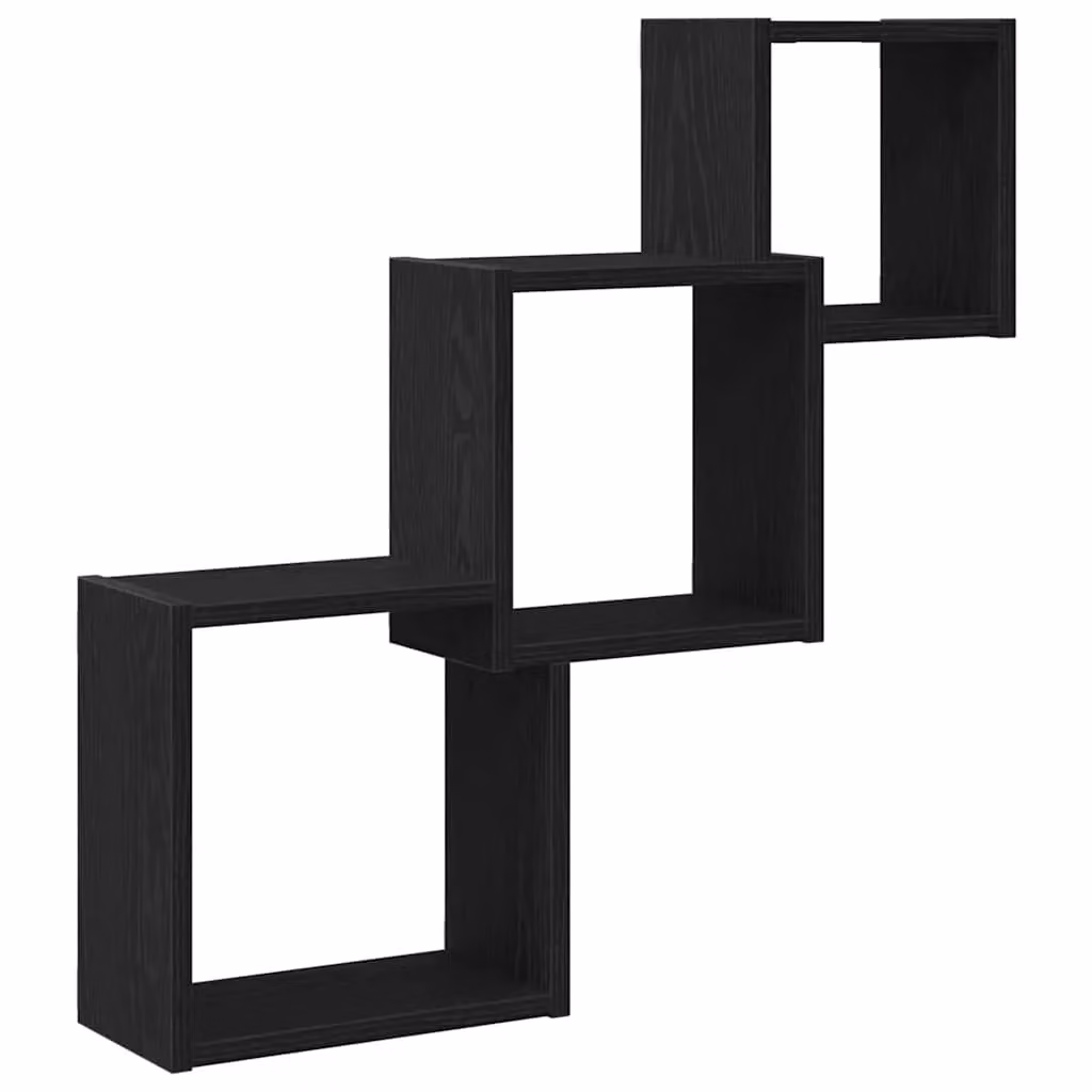 Berkfield Home Wall Cube Shelves in Black Oak, W/D/H: 68 x 15 x 68 cm – 2