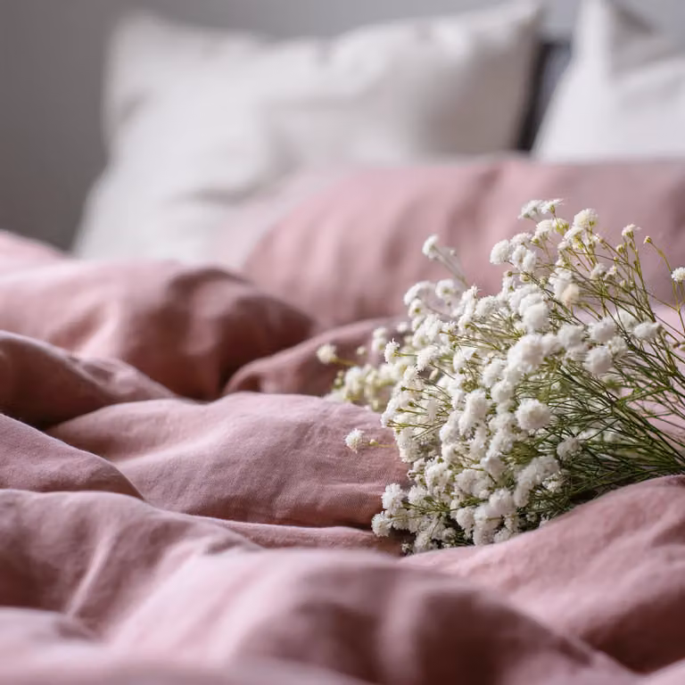 Cuddledown Pink Linen Duvet Cover for Adults