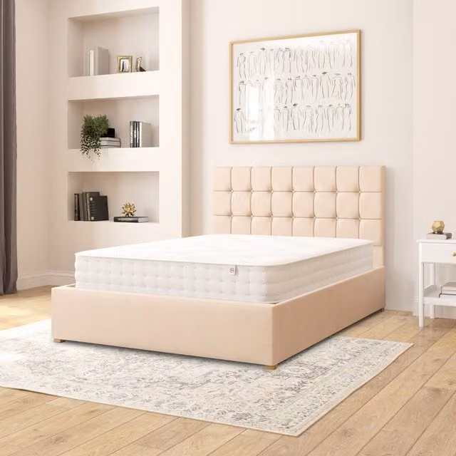 Aspire Sinatra Fabric Ottoman Storage Bed in Beige Kimiyo Linen, Double (W: 140 cm, L: 200 cm)