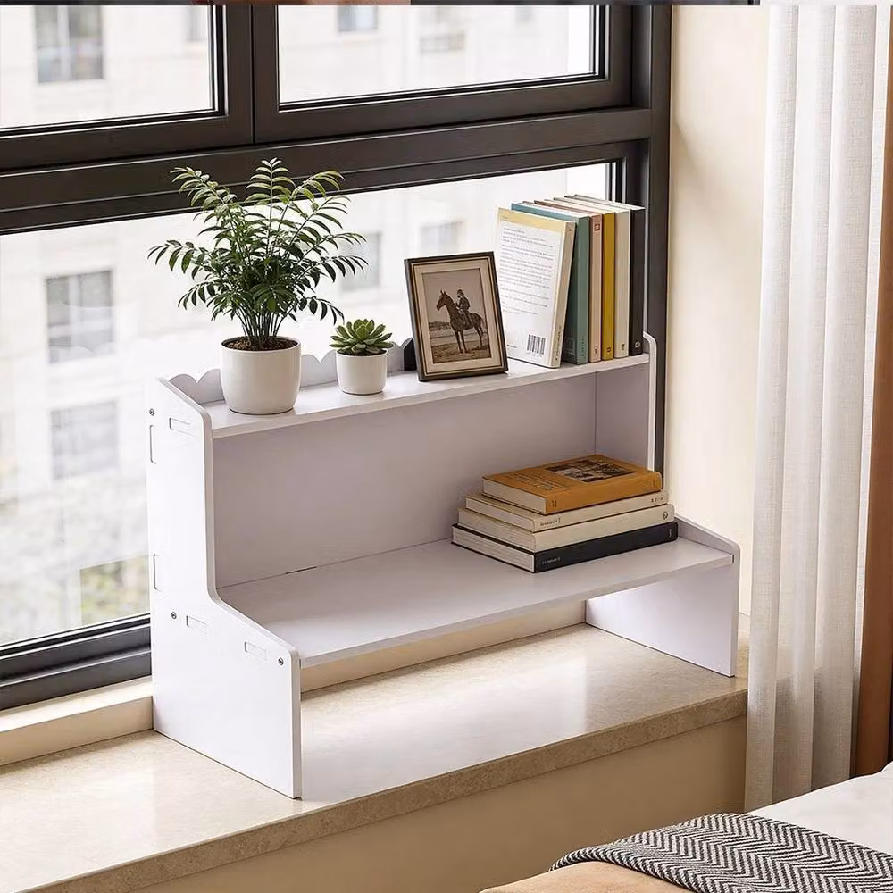 NESTLUNE Desktop Storage Shelf and Desk Organiser in White, W: 100 cm, D: 15 cm – 3