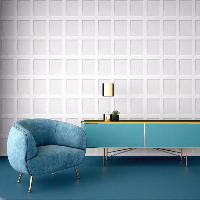 Debona Heritage Wood 3D Effect Abstract Geometric Wallpaper in White and Grey