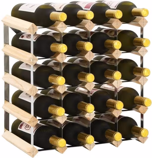 Berkfield Home Rustic Wall Mounted Wine Rack for 20 Bottles in Beige Solid Pinewood – 1