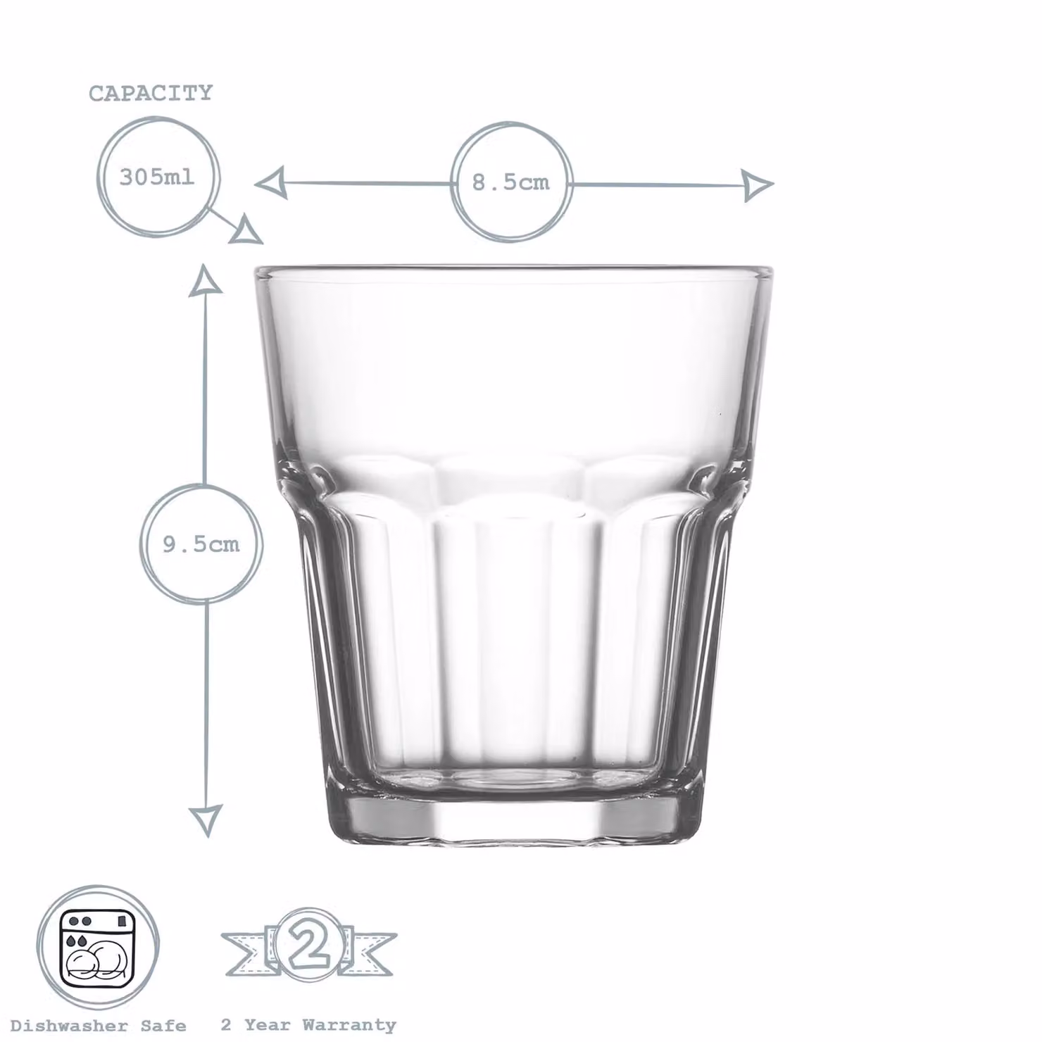 LAV Aras Transparent Glass Whisky Tumblers, 305 ml, Pack of 12 – 3
