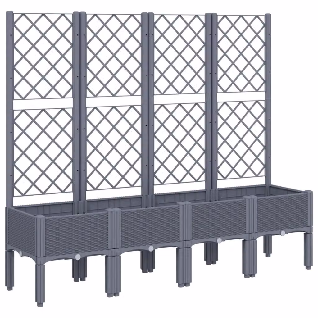 Berkfield Home Garden Planter with Trellis in Blue Grey, W/D/H: 160 x 40 x 142 cm – 2