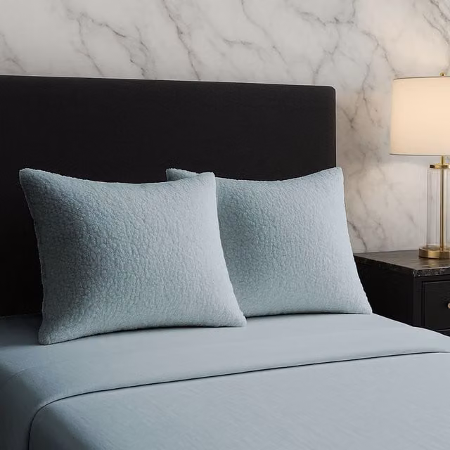 Home Sweet Home UK Teddy Fleece Pillowcase Set of 2 in Blue, W: 48 cm, L: 74 cm