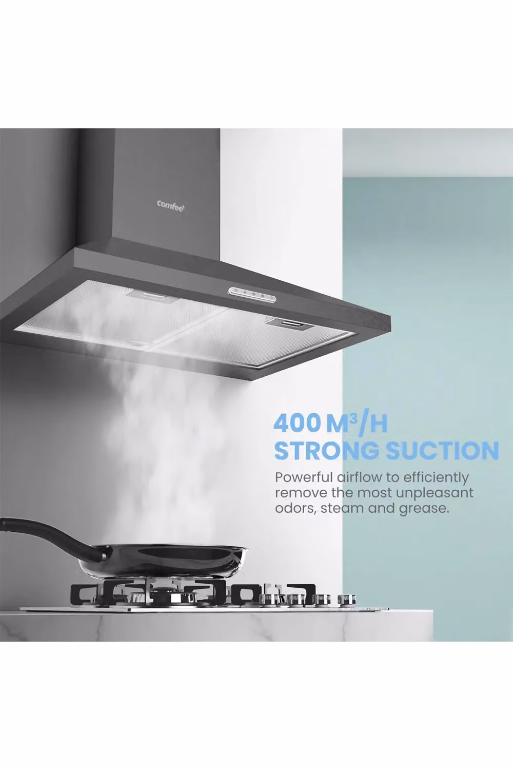 Living and Home Black Wall Mounted Chimney Cooker Hood Extractor with LED – 2