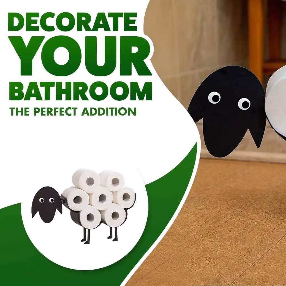 Marco Paul Sheep Design Black Metal Freestanding Toilet Roll Holder – 3