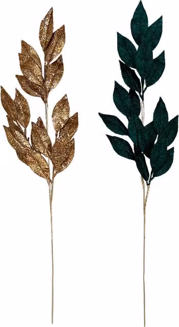 Emeralds Glisten Metal Leaf Pick in Copper, Green or Gold for Christmas Decor
