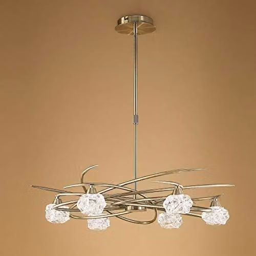 Mantra Maremagnum 6 Light Pendant Light in Antique Brass with Crystal Details – 2