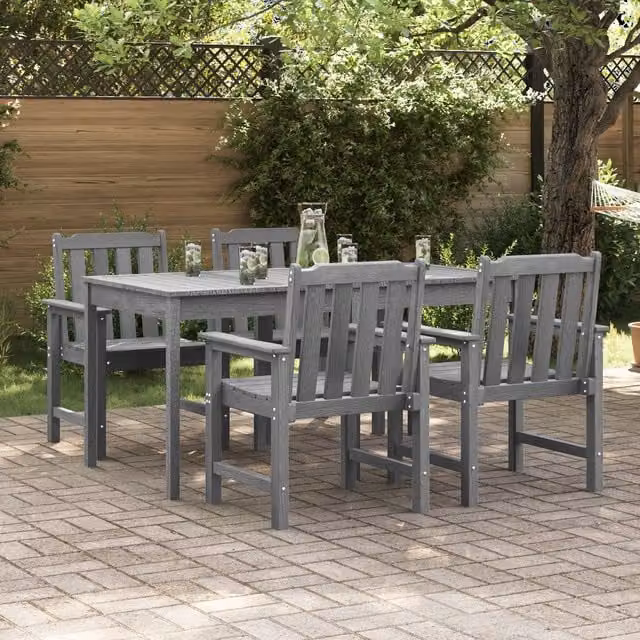 Berkfield Home Set of 4 Modern Garden Dining Chairs in Light Grey, W/D/H: 55.5 x 50 x 88 cm